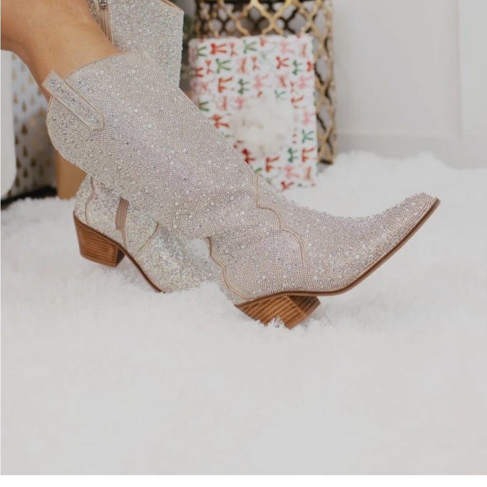 Corkys Glittering Silver Heeled Boots
